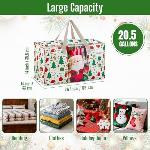 VENO Moving Bags, Christmas Storage Bags, Wide Open Top, Jingle Mix, 2 Pack