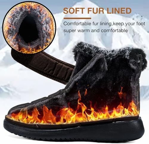Aomigoct Women Winter Snow Boots: Fur Lined Warm Slip On Boots for Women Waterproof Booties Comfortable Outdoor