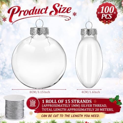 Wettarn 100 Pcs 3.15" Clear Plastic Disc Ornaments
