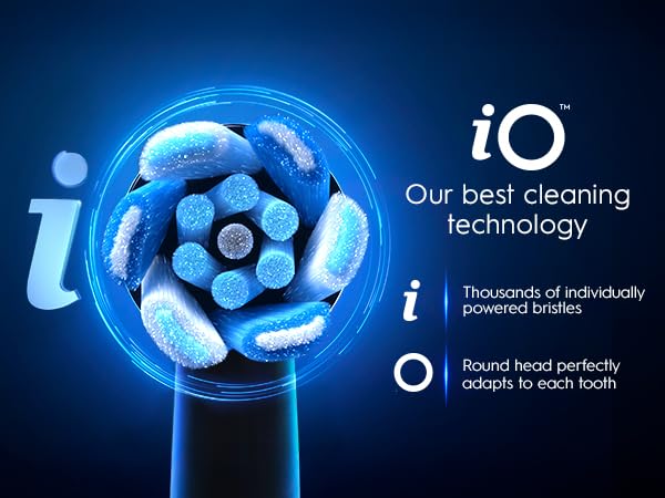 Oral-B Rechargeable Electric Toothbrush, iO9 Genius, 7 Cleaning Modes, Interactive Display, Charging Travel Case, Visible Pressure Sensor, 4 Brush Heads, White Alabaster