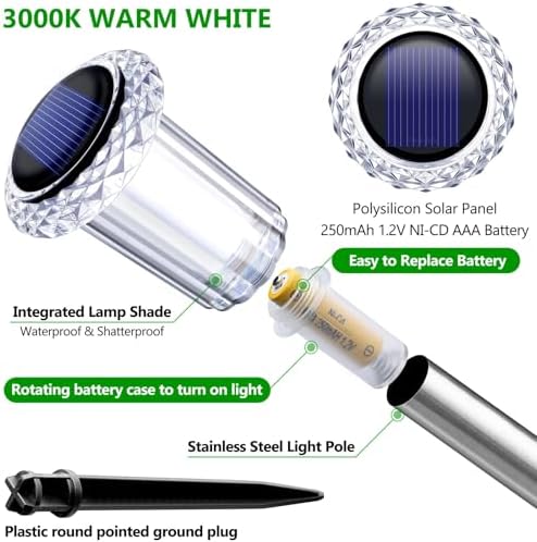 DenicMic Solar Garden Lights Outdoor Waterproof Warm White LED 15 Pack