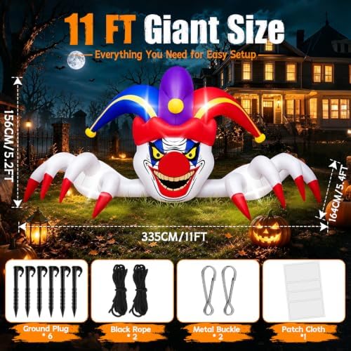 Kalolary 11FT Long Halloween Inflatables Clown Outdoor Decorations