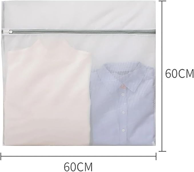 White Durable Large Washing Laundry Bag Mesh Organizer Net Dirty Bra Socks Underwear Shoe Storag Wash Machine Cover Clothes(Xw-60x60)