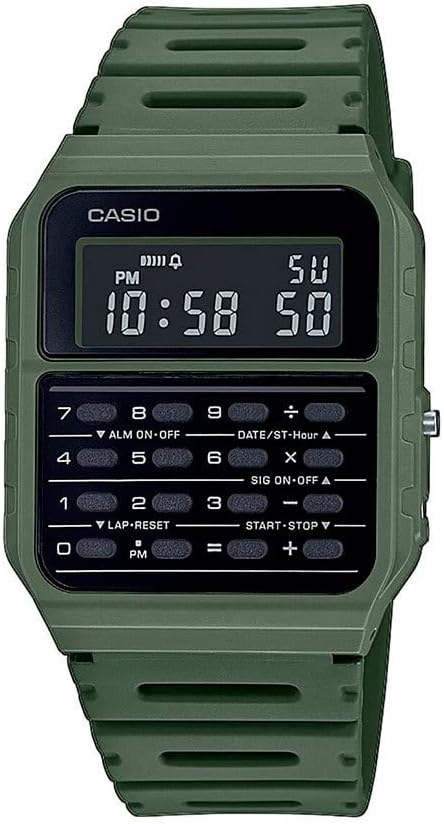Casio CA-53WF-3B Calculator Green Digital Mens Watch Original New Classic CA-53, 43.2×34.4×8.2mm (CA-53WF-3BDF)
