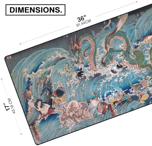 MPCO. Dragon King Large Gaming Desk Pad, 36" x 17" Duraglyde Desk Mat