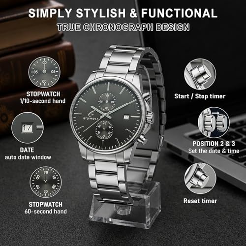 Stylish Stainless Steel Men's Watches with Functional Chronograph Subdials