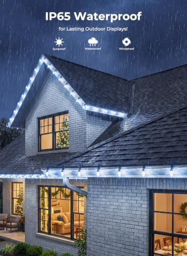 Brightown Christmas Lights Outdoor, 102FT 150LED C9 String Light with Clips