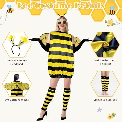 Couples Halloween Costumes for Adults, Cute Bee and Beekeeper Costume Adult