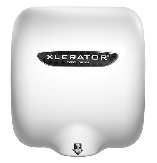 XLERATOR XL-BW-1.1N Hand Dryer, Excel Dryer, Automatic, Surface-Mounted, White Thermoset (BMC) Cover, 208-277V with Noise Reduction Nozzle