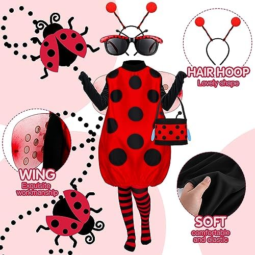 Janmercy Ladybug Costume Set Halloween Women Accessories set