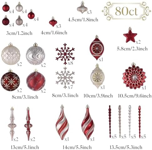 Valery Madelyn 80ct Christmas Tree Decorations Ball Ornaments Set