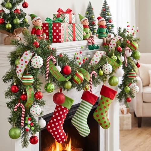 88 Pcs Christmas Tree Ball Ornaments Set, Red Green White