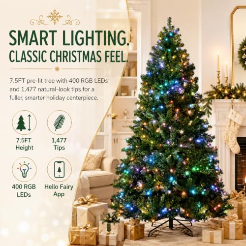 Avatar Controls 7.5FT Smart Pre-Lit Artificial Christmas Tree, 400 RGB LEDs