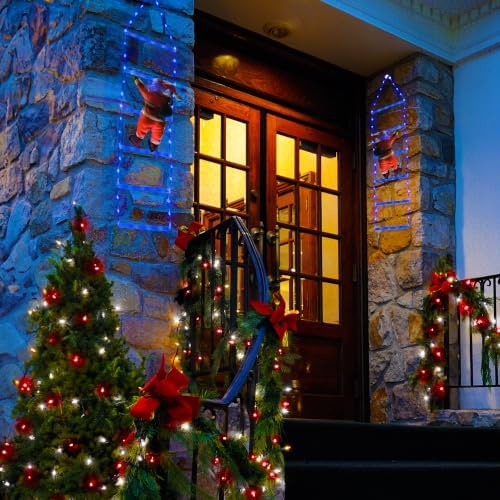 Toodour LED Christmas Light - 2.5FT Christmas Decorative Ladder Lights with Santa Claus, Xmas Decorations Light for Indoor Outdoor, Window, Garden, Home, Wall, Xmas Tree Decor - Blue