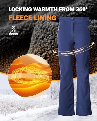Outdoor Ventures Fleece Lined Waterproof Pants Women Ski Snow Hiking Warm