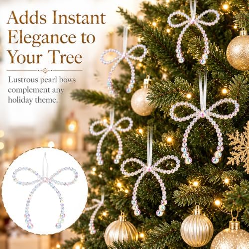 DIYDEC 18PCS Glitter Christmas Bow Ornaments 4.5in Tree Topper Decor