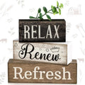 Lineshading 4 Pcs Farmhouse Bathroom Shelf Decor, Relax Renew Refresh Signs