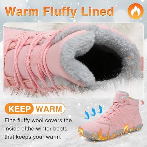Womens Mens Barefoot Boots Shoes Minimalist Winter Snow Boots Warm Ankle Booties Zero Drop Sole Wide Toe Box Slip on Sneakers