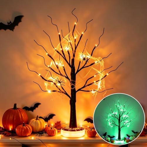 PEIDUO Halloween Tree with Light-up Base Rechargeable Halloween Decoration