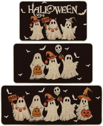 Artoid Mode Black Halloween Kitchen Mats Set of 3-17"x29"+17"x36"+17"x47"