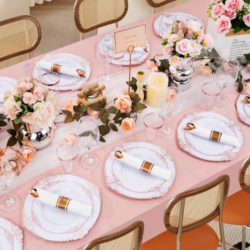 Hioasis 350 Pcs Rose Gold Plates for Party