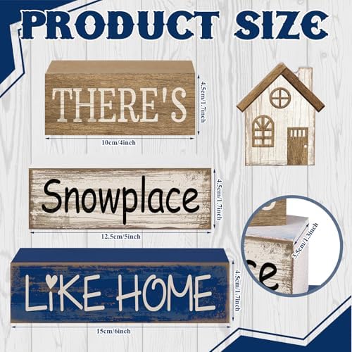Lineshading 4 Pcs Wood Block Signs Farmhouse Tiered Tray Stacked House