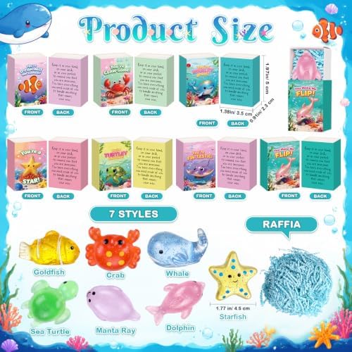 56 Sets Positive Gifts Ocean Animal Favors with Boxes