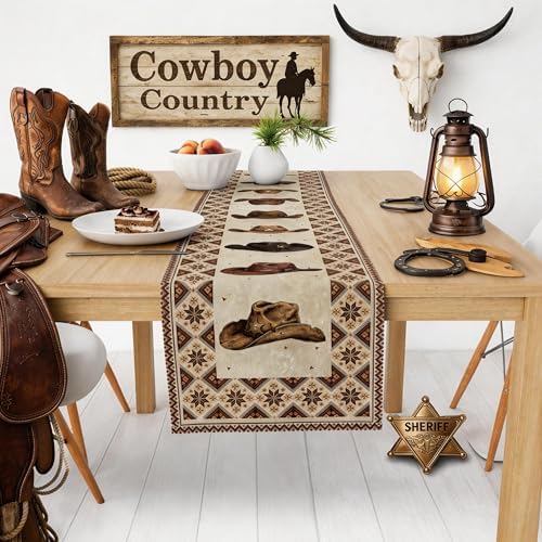 Western Party Decorations - Western Cowboy Table Runner for Cowboy Party Decorations | Western Backdrop for Home Decor - Western Cowboy Party Favors Supplies for Home Kitchen