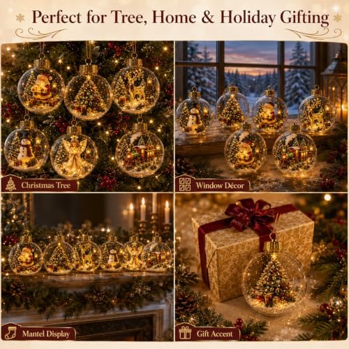 Glowing Christmas Story Ornament, Light Up Clear Ball for Christmas Tree