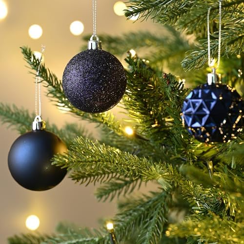Valery Madelyn Christmas Tree Decorations Ornament Set, 50ct 2 Inches Navy Blue Shatterproof Christmas Ball Ornaments Hanging Xmas Holiday Party Decor