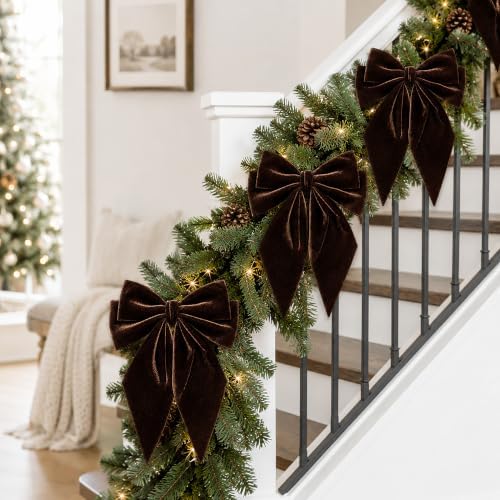 Large Christmas Bows, Velvet Bows for Xmas Tree Topper Garland Wreath Decor