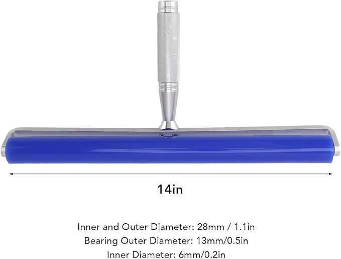 Blue Silicone Manual Roller, Static Cleaner Tool Tacky Roller Sticky for Screen Film Hair Dust Remover Viscosity with Aluminum Alloy Handle for Everywhere (35.6cm / 14in)