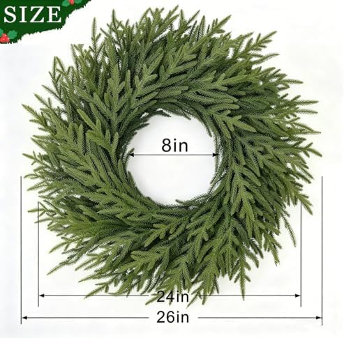 GIAUMA 24"Realistic Artificial Norfolk Pine Christmas Wreath for Front Door