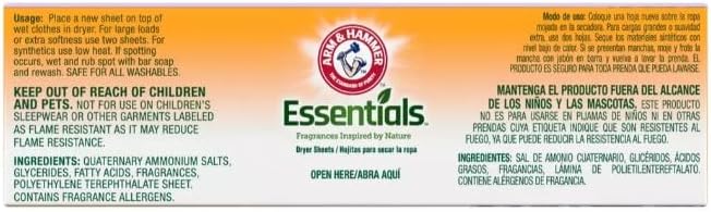 ARM & HAMMER Fabric Softener Sheets, 100 sheets, Lavender and White Linen (Pack of 6-600 Sheets Total)