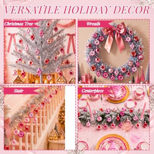 40Pcs Vintage Christmas Glass Ornaments Bulk 1.6''Reflector Ball