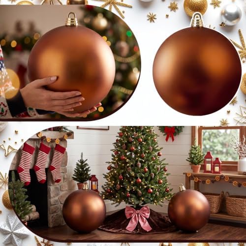 Threan 12 Inch Large Chocolate Brown Matte Christmas Ball Ornaments