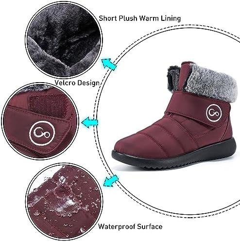 Aomigoct Women Winter Snow Boots: Fur Lined Warm Slip On Boots for Women Waterproof Booties Comfortable Outdoor