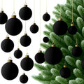 Foilswirl 36 Pcs Black Velvet Christmas Balls, 2.36", 2.76", 3.15"