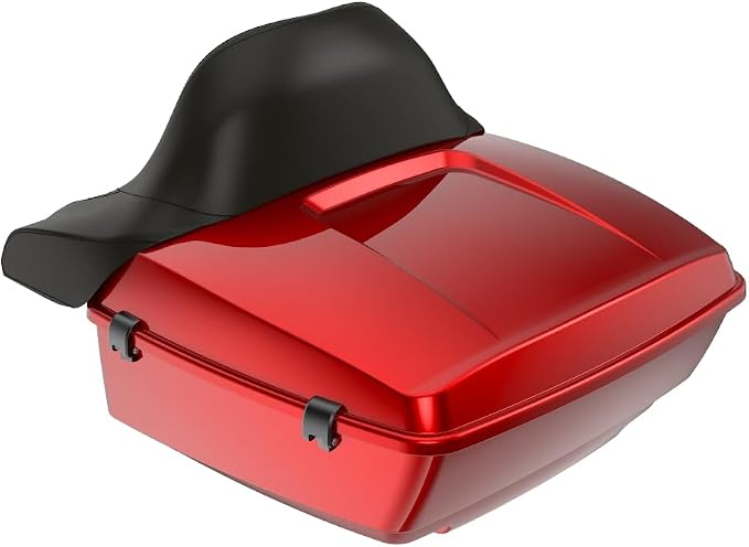 Advanblack 2025 RG Tour Trunk Pack Brilliant Red King Tour Trunk Pack Luggage +Wrap-Around Backrest Pad for '97-'25 Harley Touring Road King Street Glide Electra Glide CVO models