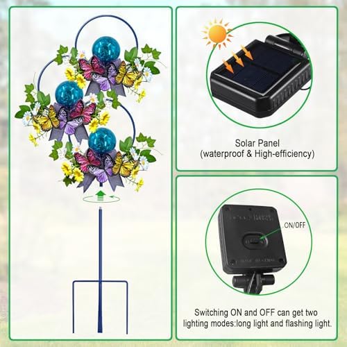 Solar Lights Outdoor Garden Stakes,Butterfly & Flower LED Colorful Lights
