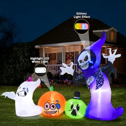 8FT Long Halloween Inflatables Outdoor Decorations with Built-in LED Lights
