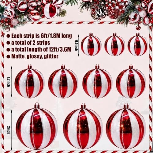2 Pcs 6 ft Christmas Ball Ornament Garland, Candy