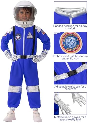Spooktacular Creations Halloween Astronaut Costume for Kids, Unisex Astronaut Outfit, Toddler Pilot Jumpsuit for Themed Party