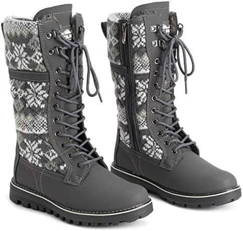 POLAR Womens Faux Fur Warm Thermal Waterproof Outdoor Walking Snow Winter Rubber Sole Calf Boots
