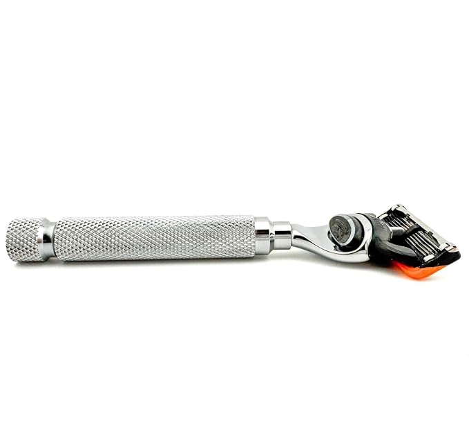 Parker Fusion Compatible Razor, Chrome Weighted Metal Handle | Weighted Chrome Metal Handle For Balanced Control; Compatible With Gillette Fusion Cartridges And Includes One Cartridge