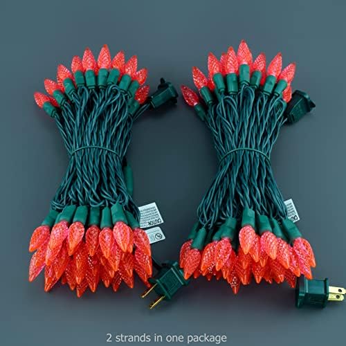 YULETIME 140 Pink C6 Christmas String Light, 2-Set 36 ft 70ct One-Piece LED