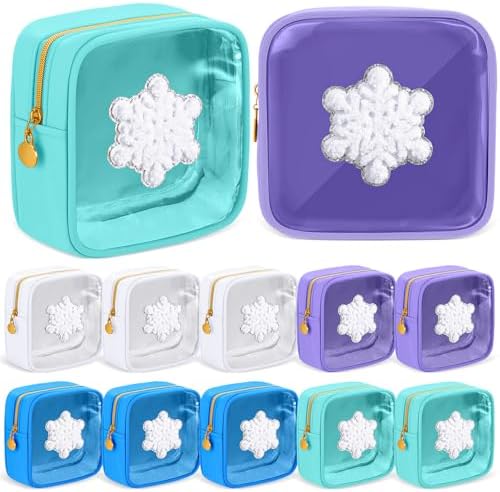 Abbylike Christmas Preppy Patch Makeup Bags Bulk Holiday Makeup Bag Skincare Pouch Xmas Zipper Cosmetic Pouch Preppy Thing for Travel Christmas Women Gift(Colorful)