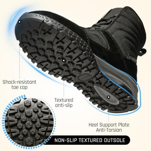 Winter Boots for Men, Fleece Lined Snow Hiking Boots, Wide Toe Box