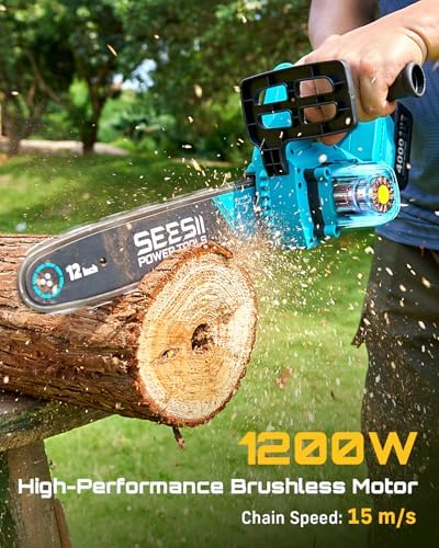 SEESII 12-Inch Electric Chainsaw Cordless, Brushless Motor