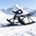 Snow Racer Sled, Ski Sled Slider Board with Dual Brakes & Steering Wheel for Adults/Child Winter Sports, Heavy-Duty Steel Frame Snow Sled with Tow Rope B